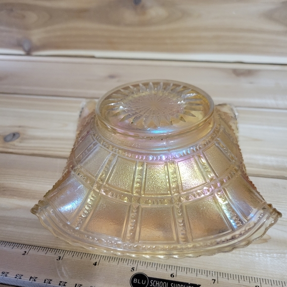 Vintage Imperial Glass Clam Broth Beaded Block Square Bowl - Picture 2 of 4